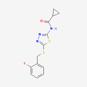 molecular formula C13H12FN3OS2 B2588587 N-(5-{[(2-fluorophenyl)methyl]sulfanyl}-1,3,4-thiadiazol-2-yl)cyclopropanecarboxamide CAS No. 893332-55-3