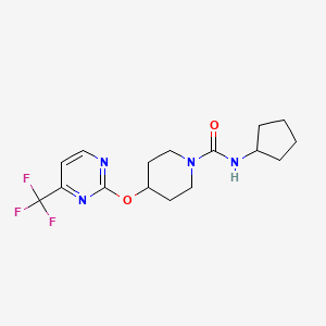 molecular formula C16H21F3N4O2 B2588594 N-cyclopentyl-4-{[4-(trifluoromethyl)pyrimidin-2-yl]oxy}piperidine-1-carboxamide CAS No. 2380100-44-5