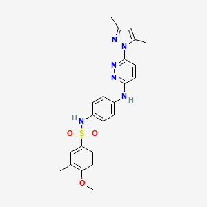 molecular formula C23H24N6O3S B2588596 N-(4-((6-(3,5-dimethyl-1H-pyrazol-1-yl)pyridazin-3-yl)amino)phenyl)-4-methoxy-3-methylbenzenesulfonamide CAS No. 1014066-75-1