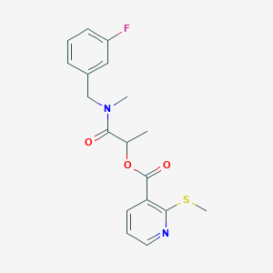 molecular formula C18H19FN2O3S B2588615 1-{[(3-Fluorophenyl)methyl](methyl)carbamoyl}ethyl 2-(methylsulfanyl)pyridine-3-carboxylate CAS No. 1089559-93-2