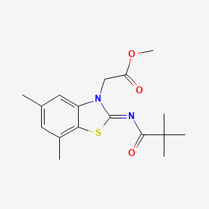 (Z)-methyl 2-(5,7-dimethyl-2-(pivaloylimino)benzo[d]thiazol-3(2H)-yl)acetate