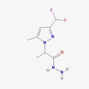 molecular formula C8H12F2N4O B2588673 2-(3-(Difluoromethyl)-5-methyl-1H-pyrazol-1-yl)propanehydrazide CAS No. 1005631-76-4