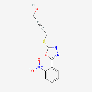 molecular formula C12H9N3O4S B2588678 4-{[5-(2-Nitrophenyl)-1,3,4-oxadiazol-2-yl]sulfanyl}but-2-yn-1-ol CAS No. 727385-51-5