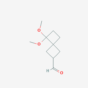 molecular formula C10H16O3 B2588685 7,7-Dimethoxyspiro[3.3]heptane-2-carbaldehyde CAS No. 2411221-15-1