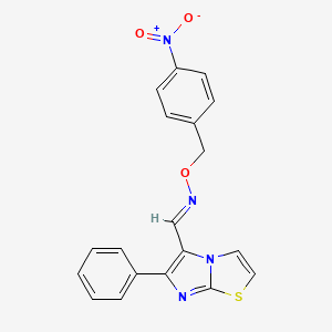 molecular formula C19H14N4O3S B2588687 6-phenylimidazo[2,1-b][1,3]thiazole-5-carbaldehyde O-(4-nitrobenzyl)oxime CAS No. 330969-92-1