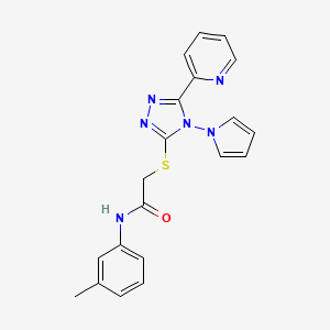molecular formula C20H18N6OS B2588695 N-(3-methylphenyl)-2-{[5-(pyridin-2-yl)-4-(1H-pyrrol-1-yl)-4H-1,2,4-triazol-3-yl]sulfanyl}acetamide CAS No. 886932-57-6