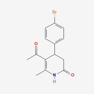 molecular formula C14H14BrNO2 B2588699 5-acetyl-4-(4-bromophenyl)-6-methyl-3,4-dihydro-2(1H)-pyridinone CAS No. 252875-50-6