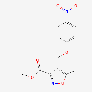 molecular formula C14H14N2O6 B2588714 Ethyl 5-methyl-4-((4-nitrophenoxy)methyl)isoxazole-3-carboxylate CAS No. 938006-55-4