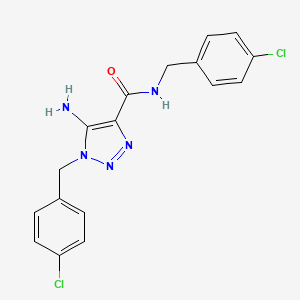 5-amino-N,1-bis[(4-chlorophenyl)methyl]triazole-4-carboxamide