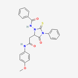 molecular formula C25H22N4O4S B2588737 N-(5-{[(4-METHOXYPHENYL)CARBAMOYL]METHYL}-4-OXO-3-PHENYL-2-SULFANYLIDENEIMIDAZOLIDIN-1-YL)BENZAMIDE CAS No. 957003-20-2
