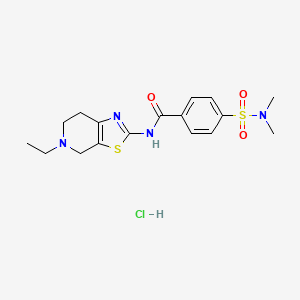 molecular formula C17H23ClN4O3S2 B2588750 4-(N,N-dimethylsulfamoyl)-N-(5-ethyl-4,5,6,7-tetrahydrothiazolo[5,4-c]pyridin-2-yl)benzamide hydrochloride CAS No. 1189430-62-3