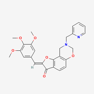 molecular formula C26H24N2O6 B2588756 (Z)-8-(pyridin-2-ylmethyl)-2-(3,4,5-trimethoxybenzylidene)-8,9-dihydro-2H-benzofuro[7,6-e][1,3]oxazin-3(7H)-one CAS No. 951959-92-5