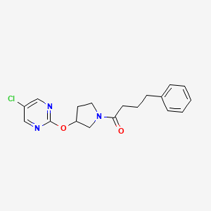 molecular formula C18H20ClN3O2 B2588763 1-(3-((5-Chloropyrimidin-2-yl)oxy)pyrrolidin-1-yl)-4-phenylbutan-1-one CAS No. 2034495-21-9