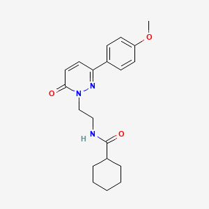 molecular formula C20H25N3O3 B2588764 N-(2-(3-(4-methoxyphenyl)-6-oxopyridazin-1(6H)-yl)ethyl)cyclohexanecarboxamide CAS No. 921825-83-4