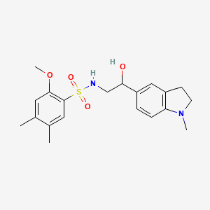 molecular formula C20H26N2O4S B2588776 N-(2-hydroxy-2-(1-methylindolin-5-yl)ethyl)-2-methoxy-4,5-dimethylbenzenesulfonamide CAS No. 1705385-41-6