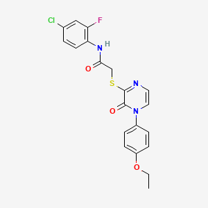 molecular formula C20H17ClFN3O3S B2588794 N-(4-chloro-2-fluorophenyl)-2-((4-(4-ethoxyphenyl)-3-oxo-3,4-dihydropyrazin-2-yl)thio)acetamide CAS No. 900007-38-7