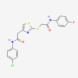 molecular formula C19H15ClFN3O2S2 B2588834 N-(4-chlorophenyl)-2-(2-((2-((4-fluorophenyl)amino)-2-oxoethyl)thio)thiazol-4-yl)acetamide CAS No. 942001-13-0