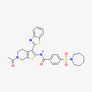 N-(6-acetyl-3-(benzo[d]thiazol-2-yl)-4,5,6,7-tetrahydrothieno[2,3-c]pyridin-2-yl)-4-(azepan-1-ylsulfonyl)benzamide