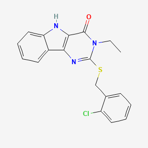 2-((2-chlorobenzyl)thio)-3-ethyl-3H-pyrimido[5,4-b]indol-4(5H)-one