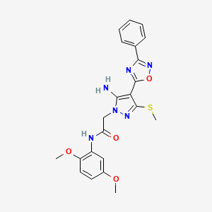 2-(5-amino-3-(methylthio)-4-(3-phenyl-1,2,4-oxadiazol-5-yl)-1H-pyrazol-1-yl)-N-(2,5-dimethoxyphenyl)acetamide