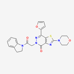 7-(furan-2-yl)-5-(2-(indolin-1-yl)-2-oxoethyl)-2-morpholinothiazolo[4,5-d]pyridazin-4(5H)-one