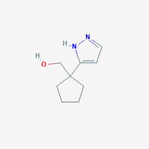 molecular formula C9H14N2O B2588899 [1-(1H-Pyrazol-5-yl)cyclopentyl]methanol CAS No. 2243509-30-8