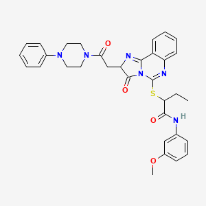 molecular formula C33H34N6O4S B2588920 N-(3-methoxyphenyl)-2-({3-oxo-2-[2-oxo-2-(4-phenylpiperazin-1-yl)ethyl]-2H,3H-imidazo[1,2-c]quinazolin-5-yl}sulfanyl)butanamide CAS No. 1173745-76-0
