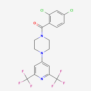 molecular formula C18H13Cl2F6N3O B2588925 1-[2,6-Bis(trifluoromethyl)pyridin-4-yl]-4-(2,4-dichlorobenzoyl)piperazine CAS No. 2085690-32-8