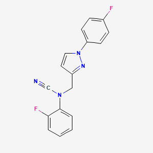 molecular formula C17H12F2N4 B2588926 (2-Fluorophenyl)-[[1-(4-fluorophenyl)pyrazol-3-yl]methyl]cyanamide CAS No. 2411317-67-2