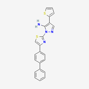 molecular formula C22H16N4S2 B2588927 1-(4-[1,1'-biphenyl]-4-yl-1,3-thiazol-2-yl)-4-(2-thienyl)-1H-pyrazol-5-amine CAS No. 955964-54-2