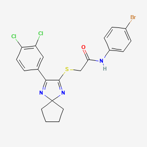 molecular formula C21H18BrCl2N3OS B2588928 N-(4-BROMOPHENYL)-2-{[3-(3,4-DICHLOROPHENYL)-1,4-DIAZASPIRO[4.4]NONA-1,3-DIEN-2-YL]SULFANYL}ACETAMIDE CAS No. 899932-01-5