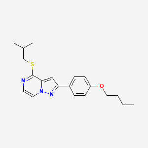 molecular formula C20H25N3OS B2588931 2-(4-Butoxyphenyl)-4-(isobutylthio)pyrazolo[1,5-a]pyrazine CAS No. 1207036-17-6