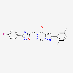 molecular formula C22H17FN6O2 B2588932 1-(2-{[(cyclopentylamino)carbonyl]amino}ethyl)-N,N-dimethyl-1H-1,2,3-benzotriazole-5-sulfonamide CAS No. 1251681-82-9
