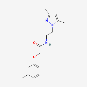 molecular formula C16H21N3O2 B2588945 N-(2-(3,5-二甲基-1H-吡唑-1-基)乙基)-2-(间甲苯氧基)乙酰胺 CAS No. 1226430-98-3