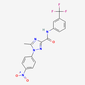 molecular formula C17H12F3N5O3 B2588947 5-methyl-1-(4-nitrophenyl)-N-[3-(trifluoromethyl)phenyl]-1H-1,2,4-triazole-3-carboxamide CAS No. 321431-13-4