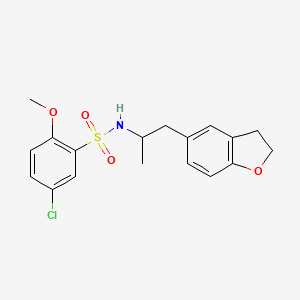 molecular formula C18H20ClNO4S B2588954 5-chloro-N-(1-(2,3-dihydrobenzofuran-5-yl)propan-2-yl)-2-methoxybenzenesulfonamide CAS No. 2034574-49-5