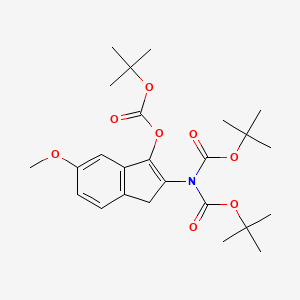 molecular formula C25H35NO8 B2588962 2-{bis[(tert-butoxy)carbonyl]amino}-5-methoxy-1H-inden-3-yl tert-butyl carbonate CAS No. 2251053-16-2