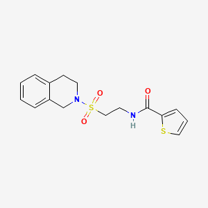 molecular formula C16H18N2O3S2 B2588967 N-(2-((3,4-dihydroisoquinolin-2(1H)-yl)sulfonyl)ethyl)thiophene-2-carboxamide CAS No. 922087-80-7