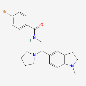 molecular formula C22H26BrN3O B2588969 4-bromo-N-(2-(1-methylindolin-5-yl)-2-(pyrrolidin-1-yl)ethyl)benzamide CAS No. 921894-98-6