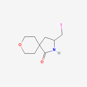 molecular formula C9H14INO2 B2588979 3-(碘甲基)-8-氧代-2-氮杂螺[4.5]癸烷-1-酮 CAS No. 2169503-92-6