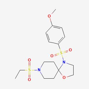 molecular formula C16H24N2O6S2 B2588981 8-乙基磺酰基-4-(4-甲氧基苯基)磺酰基-1-氧代-4,8-二氮杂螺[4.5]癸烷 CAS No. 898408-22-5