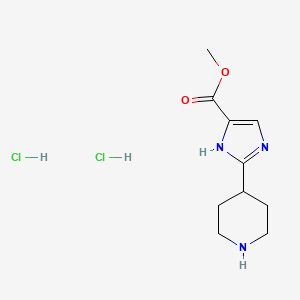 molecular formula C10H17Cl2N3O2 B2588990 Methyl 2-piperidin-4-yl-1H-imidazole-5-carboxylate;dihydrochloride CAS No. 2490412-70-7