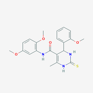 molecular formula C21H23N3O4S B2588994 N-(2,5-dimethoxyphenyl)-4-(2-methoxyphenyl)-6-methyl-2-sulfanylidene-1,2,3,4-tetrahydropyrimidine-5-carboxamide CAS No. 431074-13-4