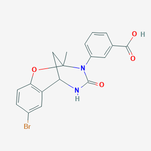 molecular formula C18H15BrN2O4 B2588998 3-(8-bromo-2-methyl-4-oxo-5,6-dihydro-2H-2,6-methano-1,3,5-benzoxadiazocin-3(4H)-yl)benzoic acid CAS No. 892280-12-5