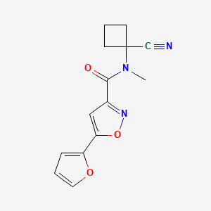 molecular formula C14H13N3O3 B2589002 N-(1-cyanocyclobutyl)-5-(furan-2-yl)-N-methyl-1,2-oxazole-3-carboxamide CAS No. 1280837-07-1