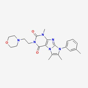 molecular formula C23H28N6O3 B2589005 1,6,7-trimethyl-3-(2-morpholinoethyl)-8-(m-tolyl)-1H-imidazo[2,1-f]purine-2,4(3H,8H)-dione CAS No. 887215-08-9