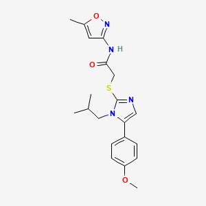 molecular formula C20H24N4O3S B2589006 2-((1-isobutyl-5-(4-methoxyphenyl)-1H-imidazol-2-yl)thio)-N-(5-methylisoxazol-3-yl)acetamide CAS No. 1207035-18-4