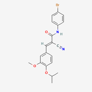 molecular formula C20H19BrN2O3 B2589007 (E)-N-(4-bromophenyl)-2-cyano-3-(3-methoxy-4-propan-2-yloxyphenyl)prop-2-enamide CAS No. 358301-84-5