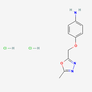 molecular formula C10H13Cl2N3O2 B2589008 4-[(5-Methyl-1,3,4-oxadiazol-2-yl)methoxy]aniline dihydrochloride CAS No. 1269152-43-3