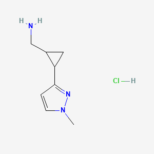 molecular formula C8H14ClN3 B2589021 [2-(1-methyl-1H-pyrazol-3-yl)cyclopropyl]methanamine hydrochloride CAS No. 2097857-66-2